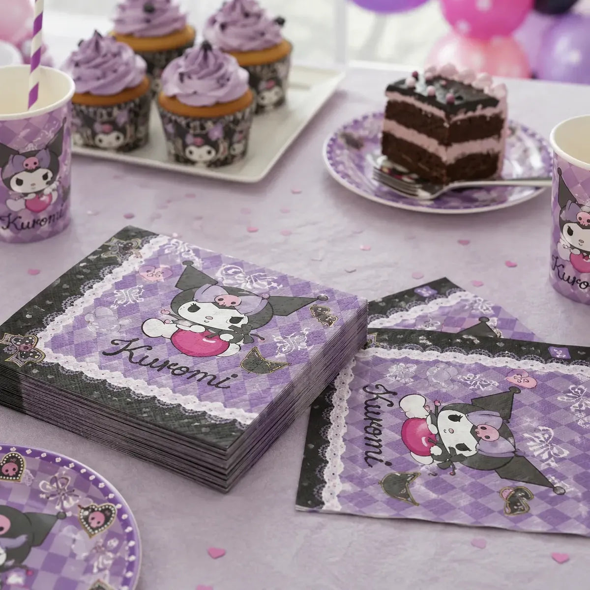 Pack Decoración Cumpleaños Kuromi para 36 Personas