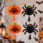 Set 2 Arañas y 2 Calabazas Halloween