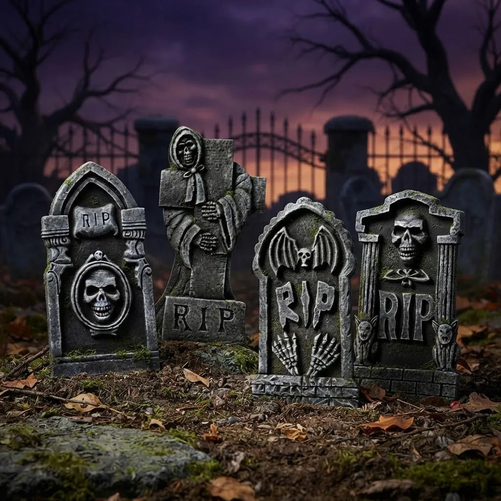 Set 4 Lápidas 40 cm Decoración Halloween