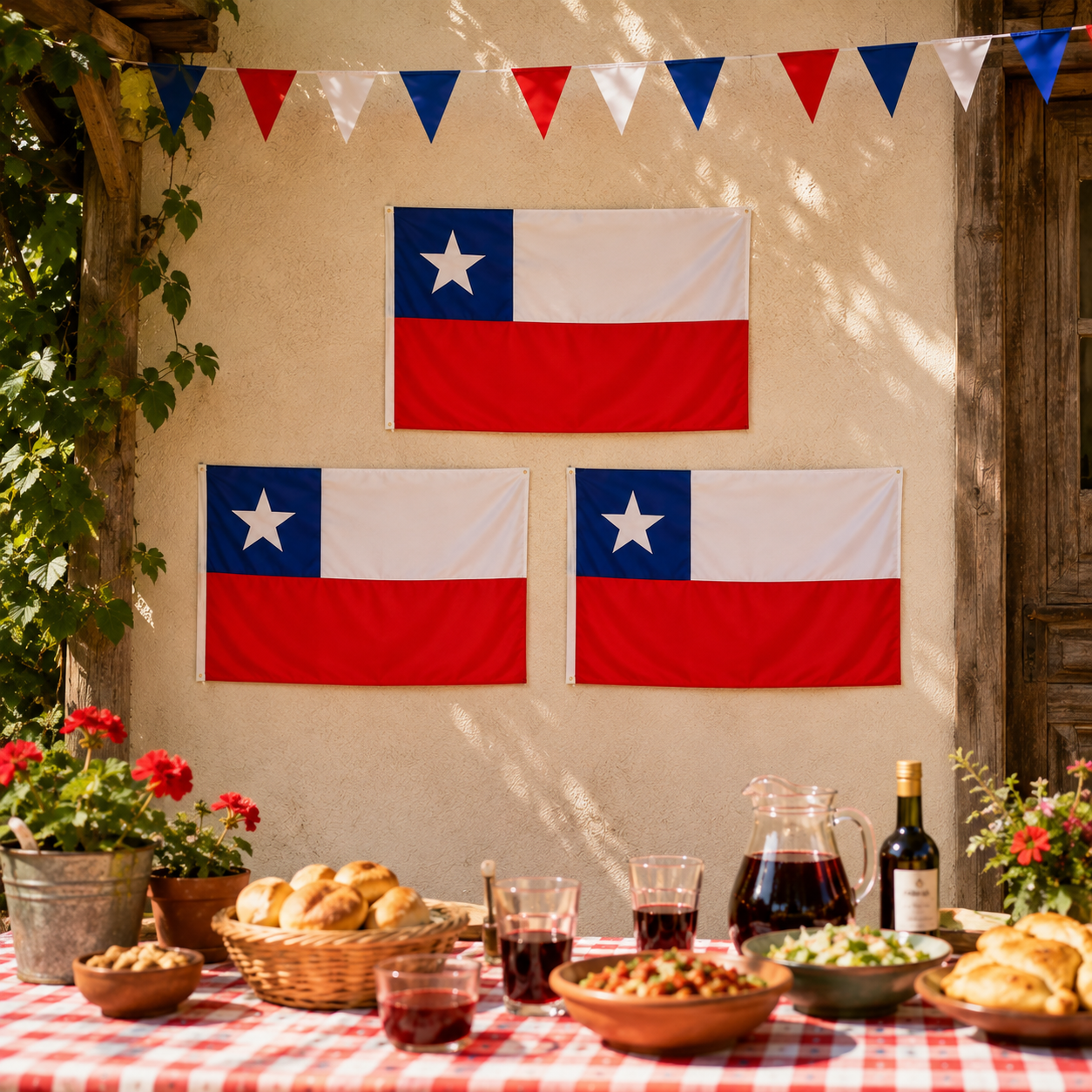 Set 3 Banderas de Chile 45 x 30 cm Fiestas Patrias
