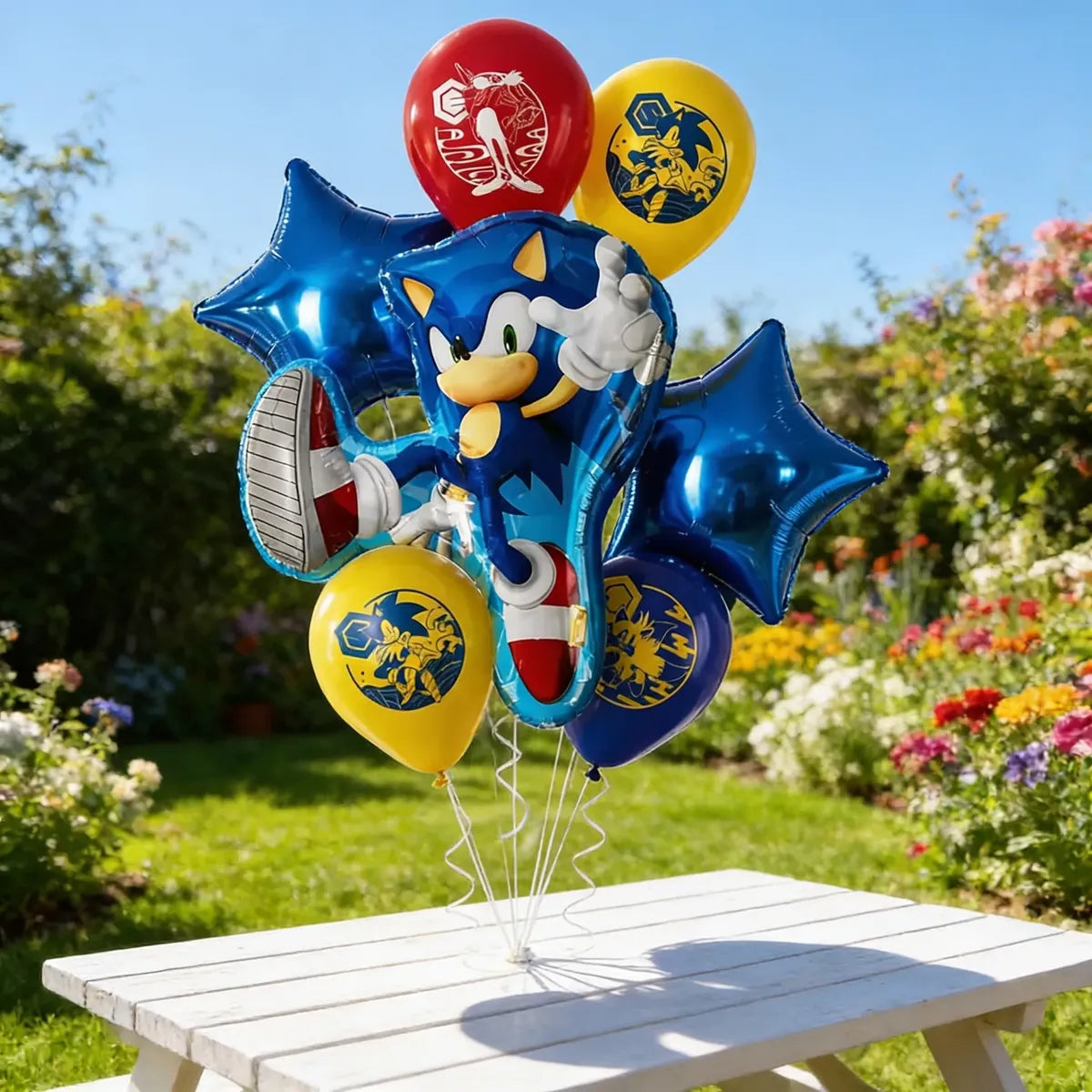 Set 7 Globos Metálicos Sonic | Decoración Cumpleaños Infantil