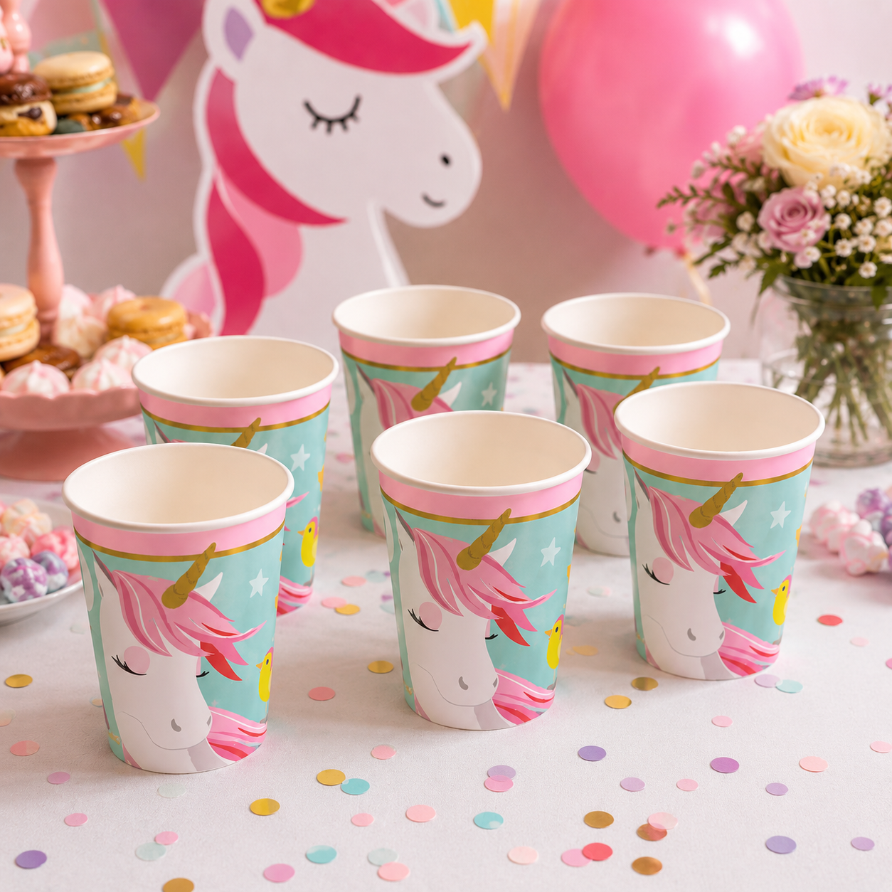 Pack Decoración Cumpleaños Unicornio Encantado para 12 Personas