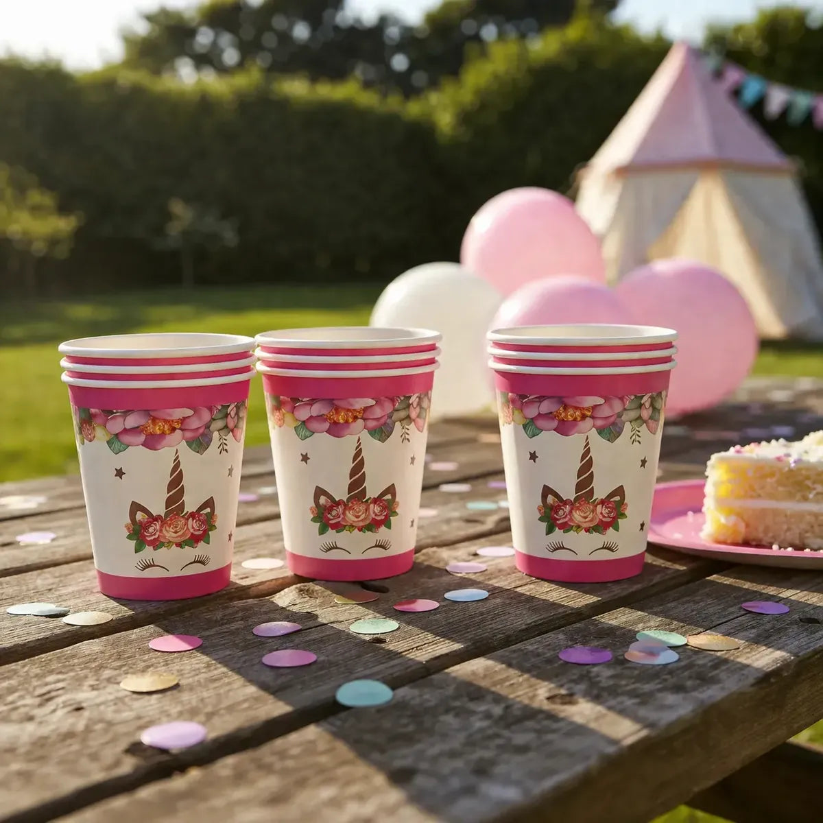 Pack Decoración Cumpleaños Unicornio Kawaii para 12 Personas