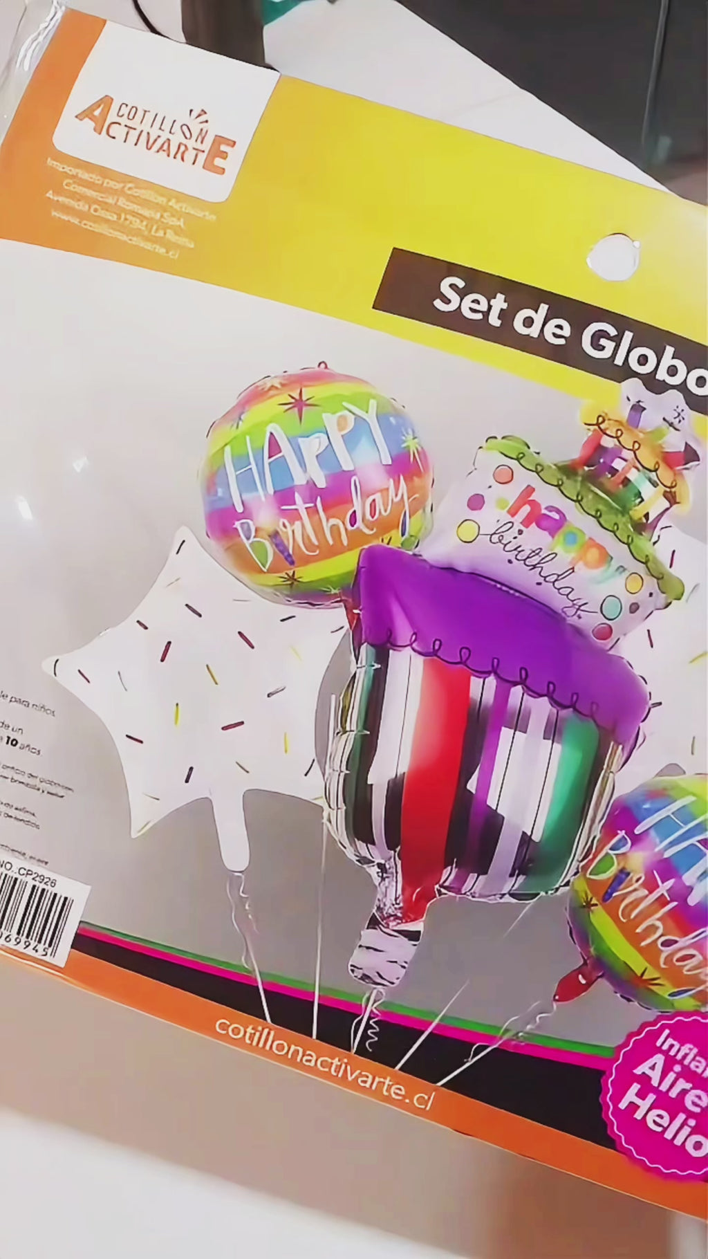 Kit Decoración Cumpleaños Globo Torta Multicolor | Cortina y Globos