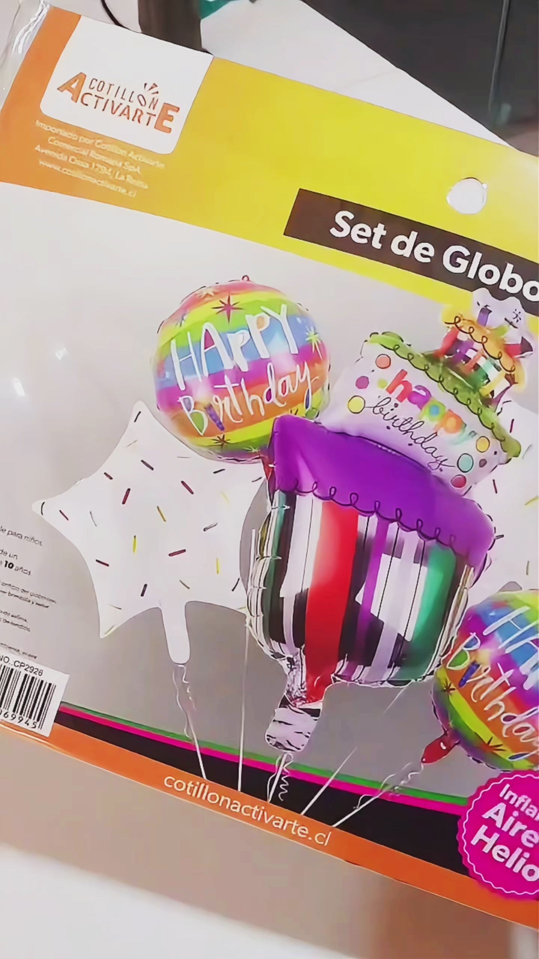 Kit Decoración Cumpleaños Globo Torta Multicolor | Cortina y Globos