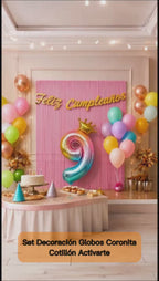 Kit Decoración Cumpleaños + Globos Número Corona | Cotillón Activarte