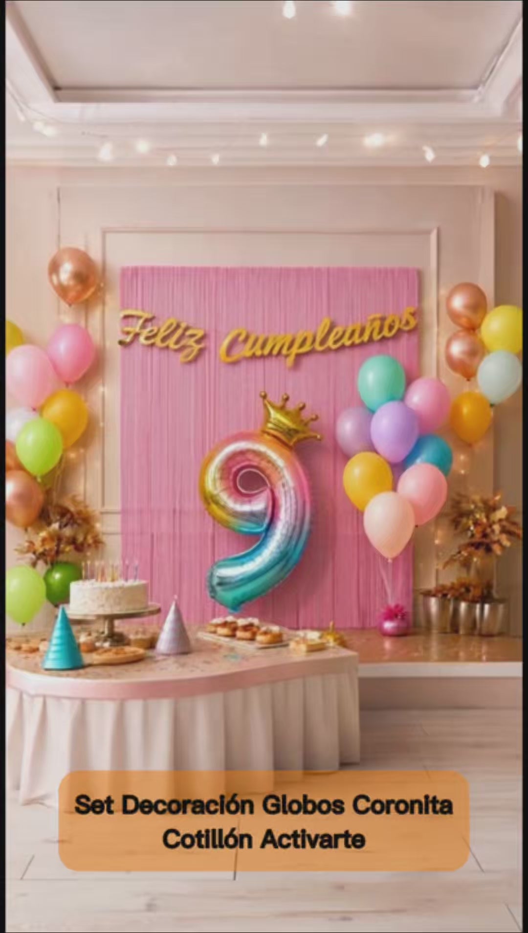 Kit Decoración Cumpleaños + Globos Número Corona | Cotillón Activarte