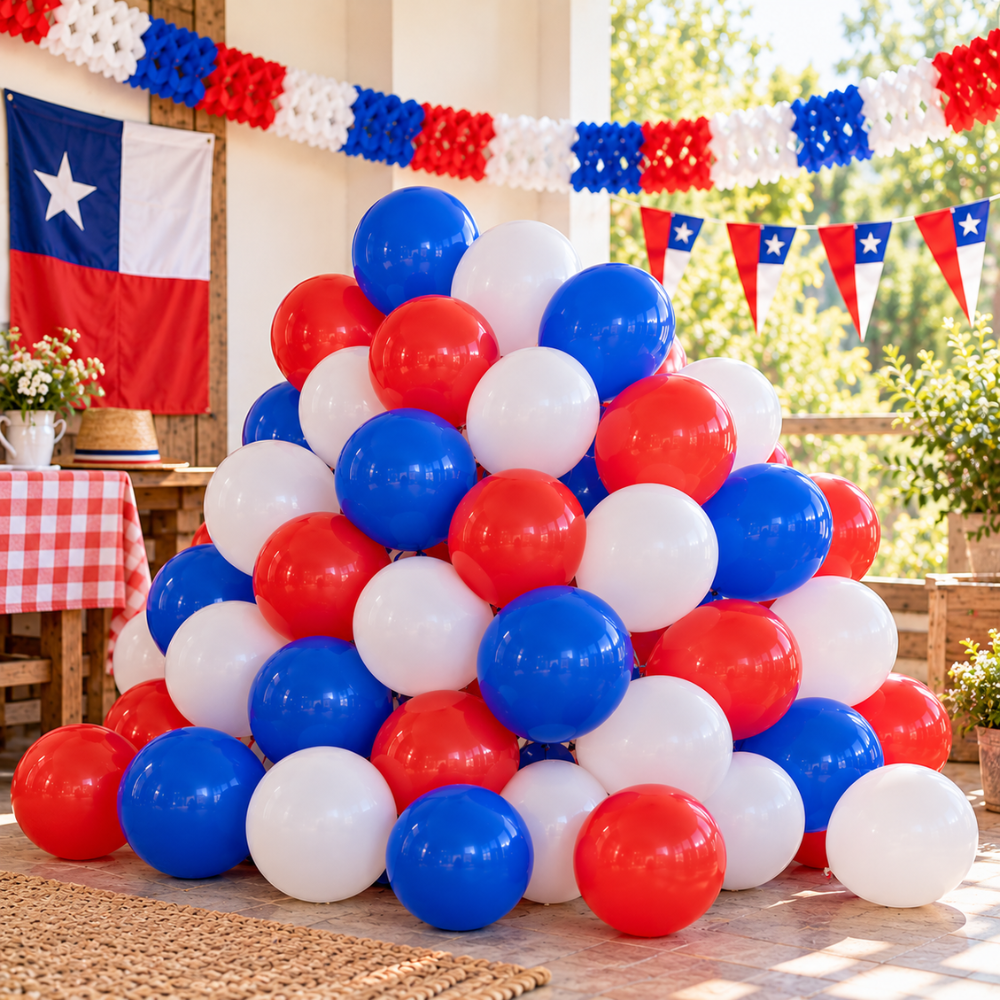 Set 25 Globos Tricolor Chile Fiestas Patrias